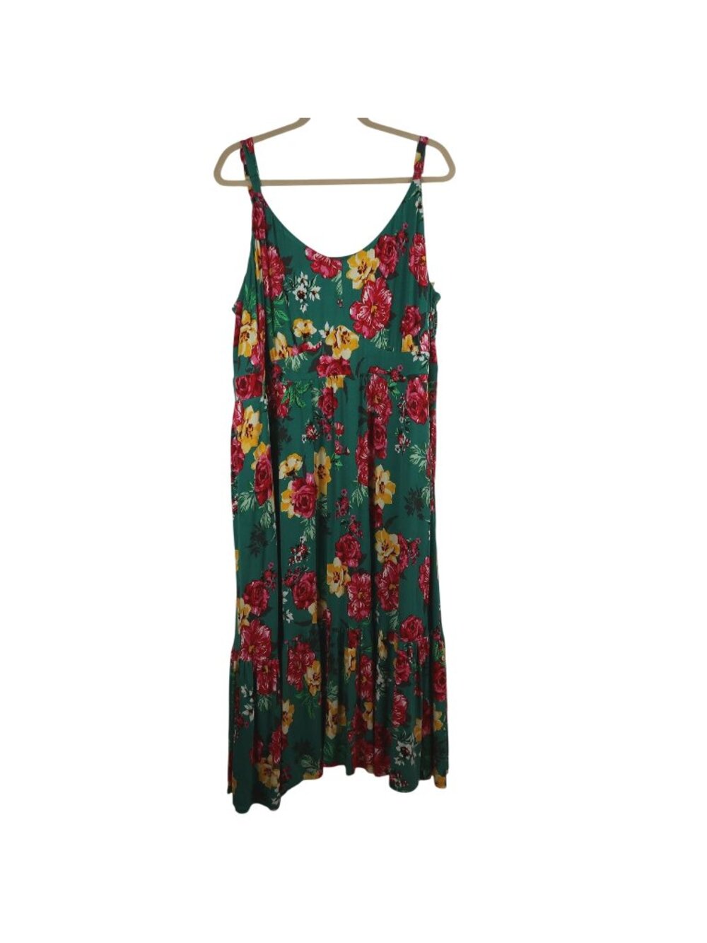 Torrid 6 6X Floral Print Green Sleeveless Maxi Dress Adjustable Straps Stretch